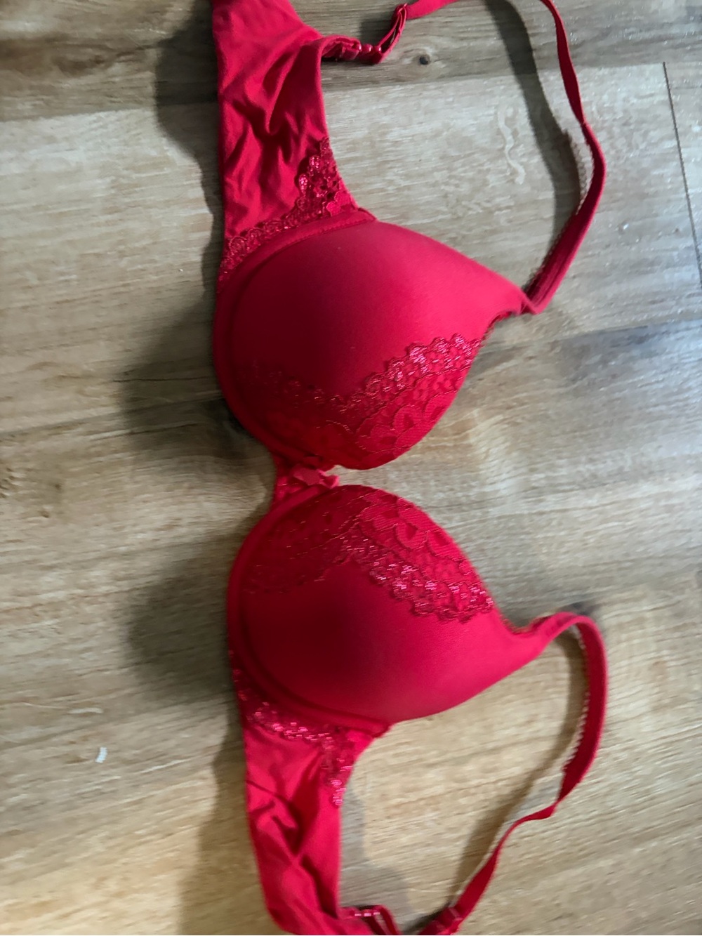 Victoria's Secret Red Lace-Accent Push-Up Bra